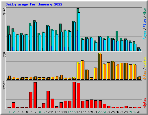 Daily usage for January 2022