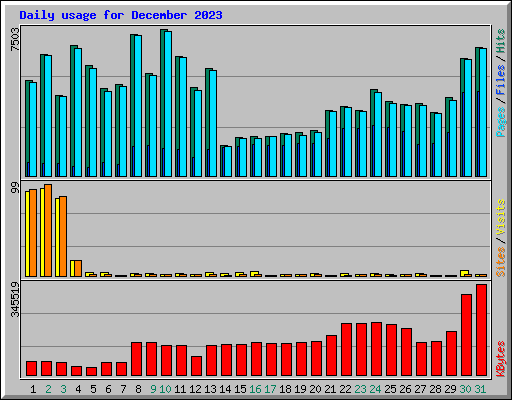 Daily usage for December 2023